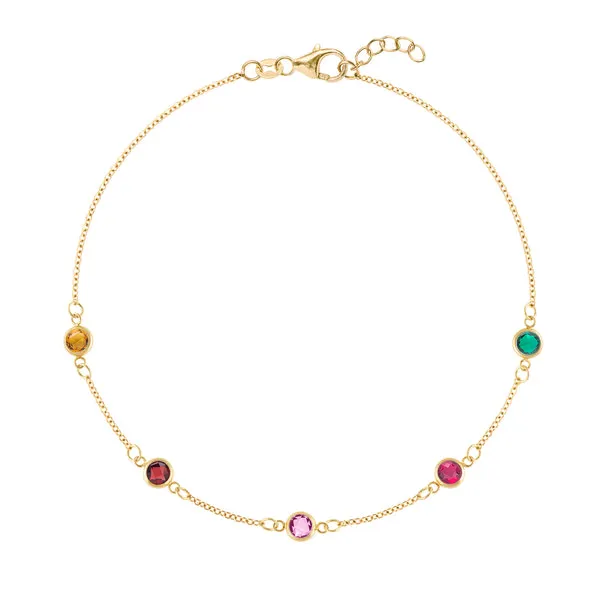 Personalized Classic 5 Birthstone Bracelet in 14k Gold sold by Haverhill