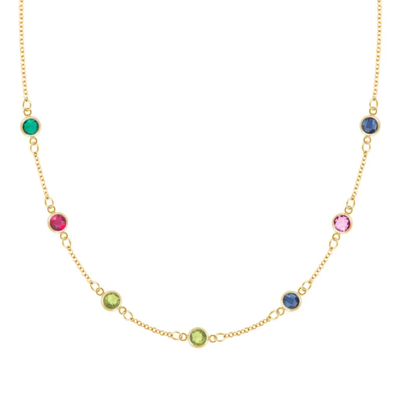 Personalized Classic 7 Birthstone Necklace in 14k Gold sold by Haverhill