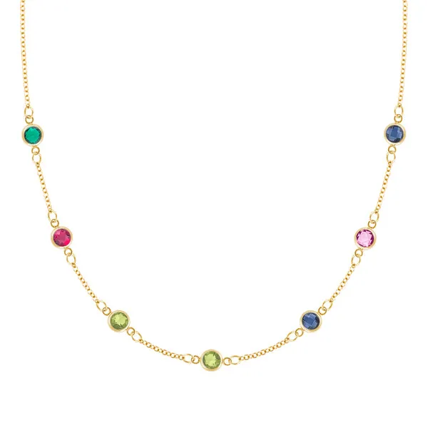 Personalized Classic 7 Birthstone Necklace in 14k Gold sold by Haverhill