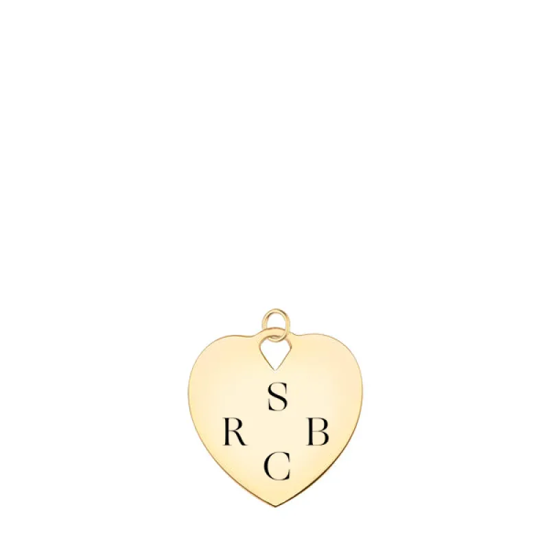 Engravable Large Flat Heart Pendant in 14k Gold sold by Haverhill