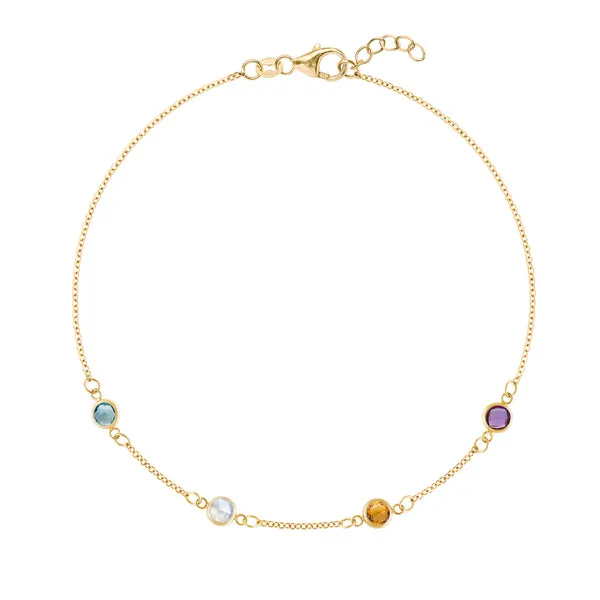 Personalized Classic 4 Birthstone Bracelet in 14k Gold sold by Haverhill