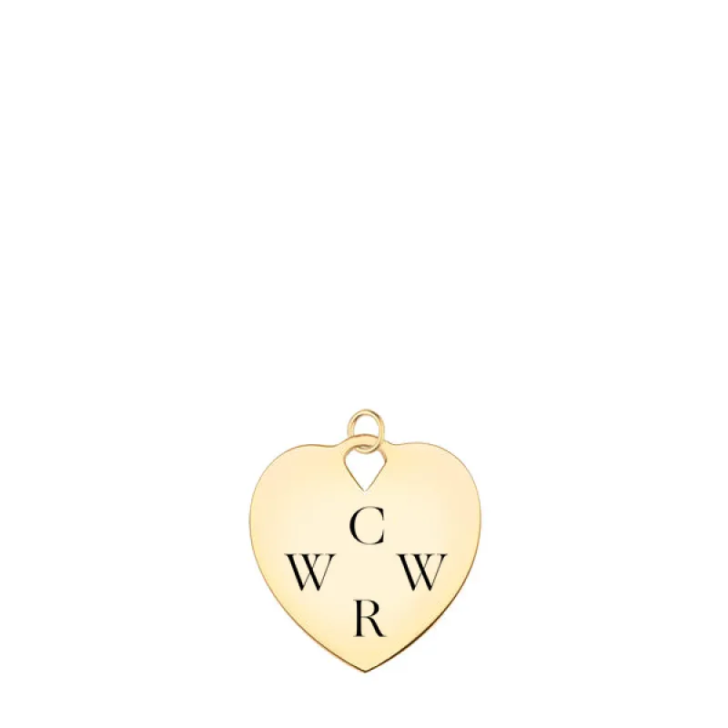 Engravable Large Flat Heart Pendant in 14k Gold sold by Haverhill