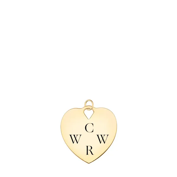 Engravable Large Flat Heart Pendant in 14k Gold sold by Haverhill