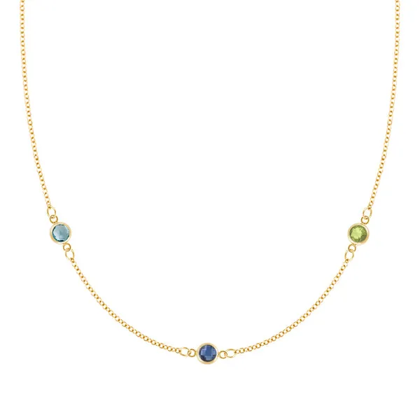 Personalized Classic 3 Birthstone Necklace in 14k Gold sold by Haverhill
