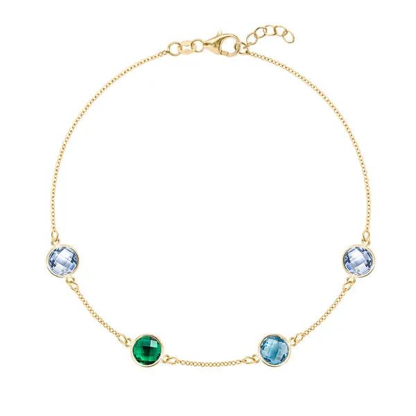 Personalized Grand 4 Birthstone Bracelet in 14k Gold sold by Haverhill