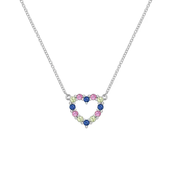 Personalized Rosecliff Small Heart Birthstone Necklace in 14k Gold sold by Haverhill