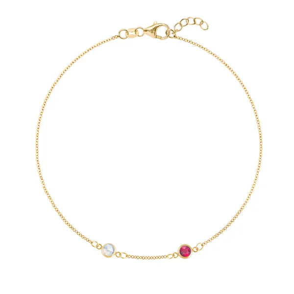 Personalized Classic 2 Birthstone Bracelet in 14k Gold sold by Haverhill