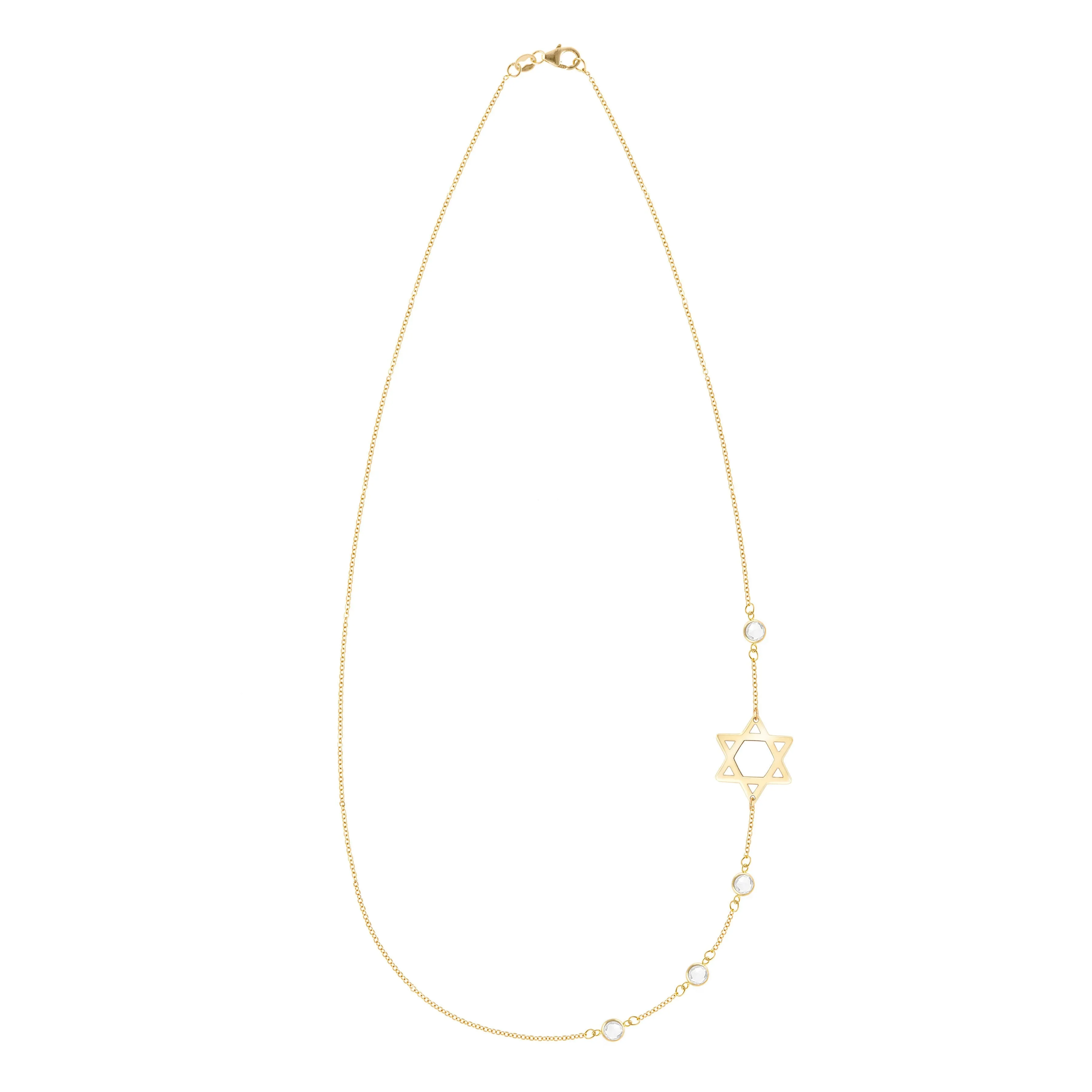 Personalized Classic Star of David & 4 Birthstone Necklace in 14k Gold sold by Haverhill product image thumbnail 5