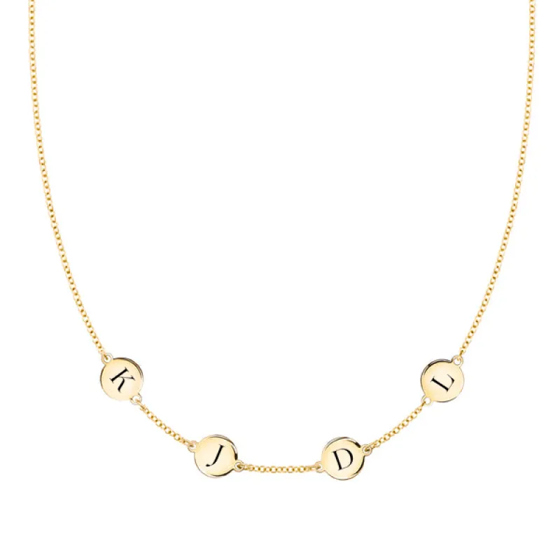 Personalized 4 Letter Necklace in 14k Gold (Single Spacing) sold by Haverhill