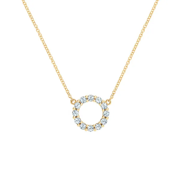 Personalized Rosecliff Small Circle Birthstone Necklace in 14k Gold sold by Haverhill