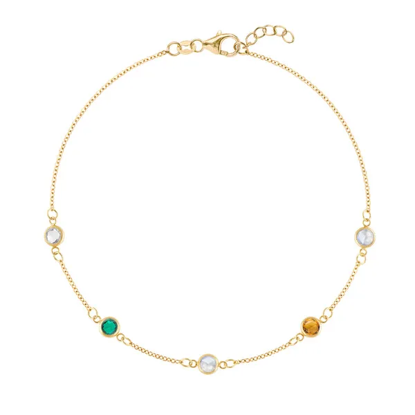 Personalized Classic 5 Birthstone Bracelet in 14k Gold sold by Haverhill
