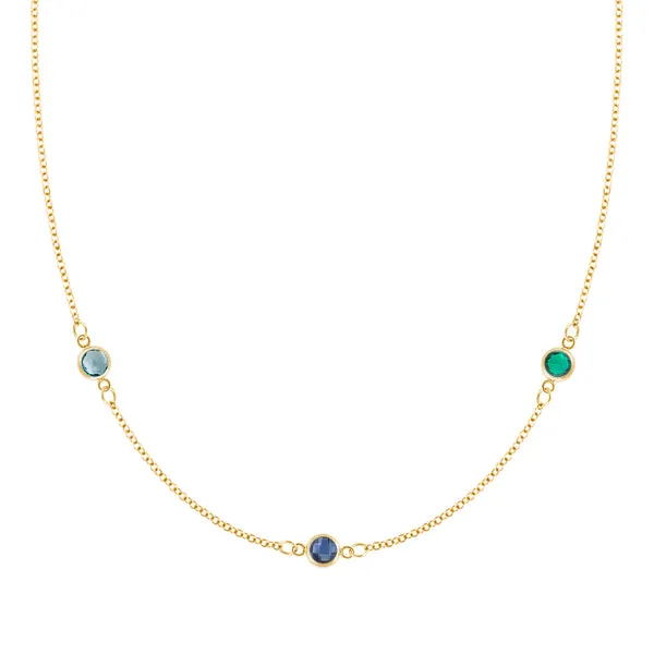 Personalized Classic 3 Birthstone Necklace in 14k Gold sold by Haverhill