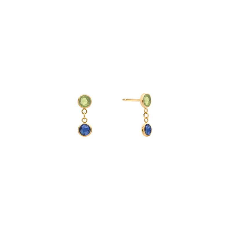 Personalized Classic 2 Birthstone Earrings in 14k Gold sold by Haverhill