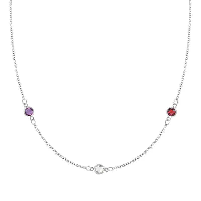 Personalized Classic 3 Birthstone Necklace in 14k Gold sold by Haverhill
