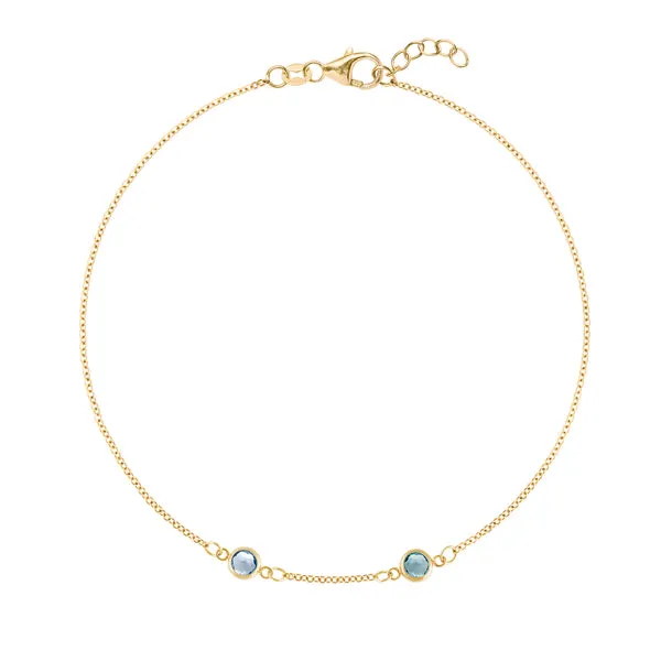 Personalized Classic 2 Birthstone Bracelet in 14k Gold sold by Haverhill