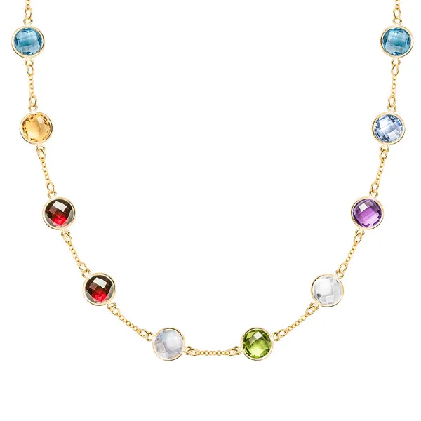 Personalized Grand 10 Birthstone Necklace in 14k Gold sold by Haverhill
