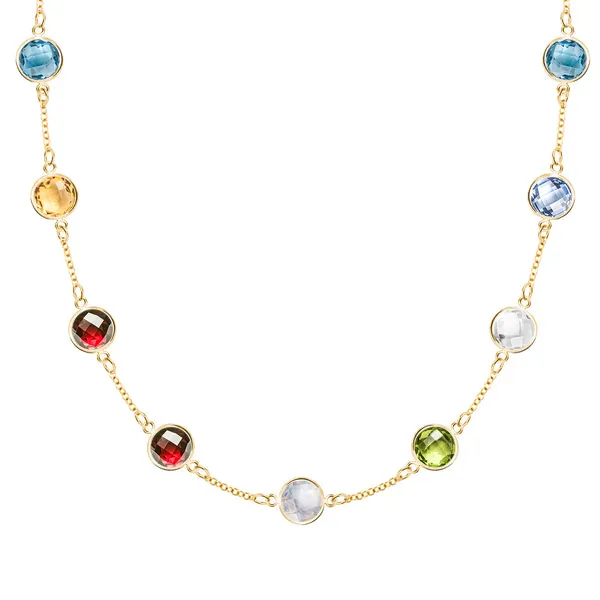 Personalized Grand 9 Birthstone Necklace in 14k Gold sold by Haverhill