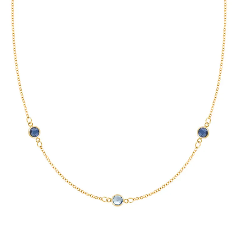 Personalized Classic 3 Birthstone Necklace in 14k Gold sold by Haverhill