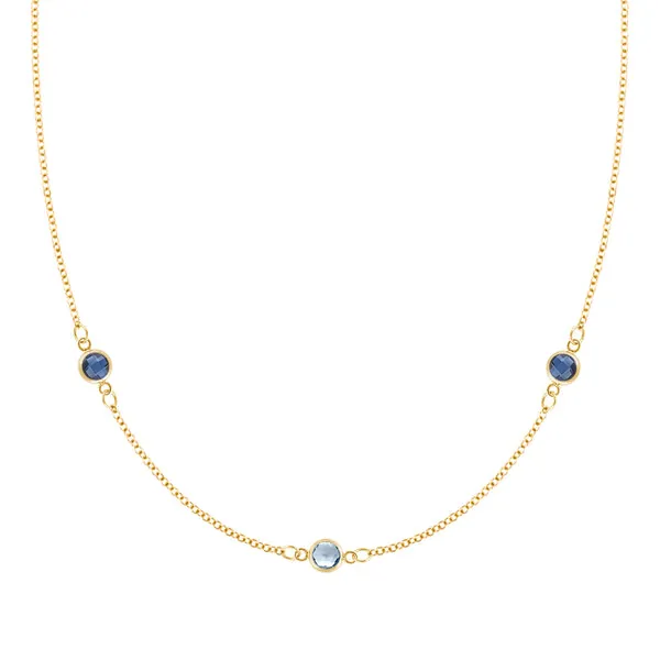 Personalized Classic 3 Birthstone Necklace in 14k Gold sold by Haverhill