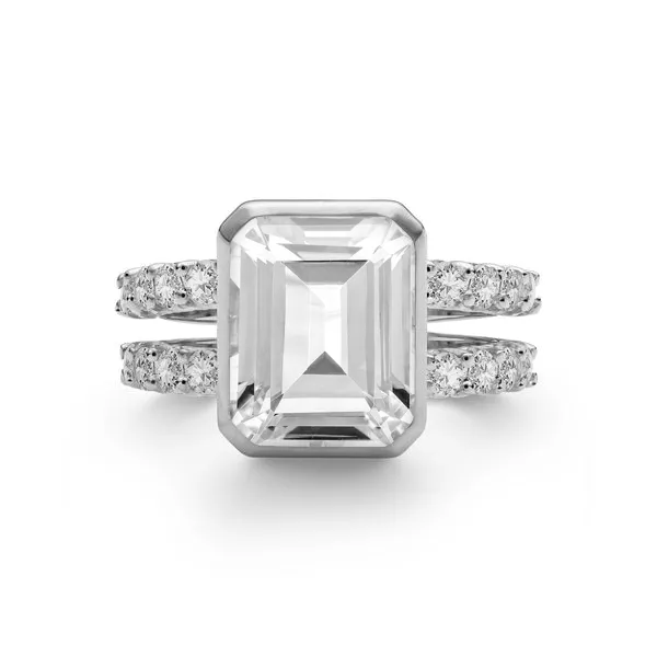 Personalized Warren Vertical Birthstone Ring with Accent Stones in 14k Gold sold by Haverhill