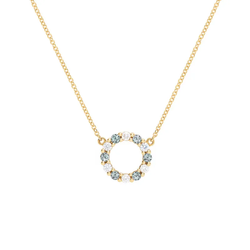 Personalized Rosecliff Small Circle Birthstone Necklace in 14k Gold sold by Haverhill