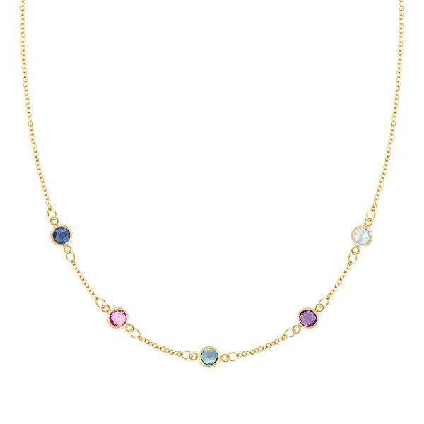 Personalized Classic 5 Birthstone Necklace in 14k Gold sold by Haverhill