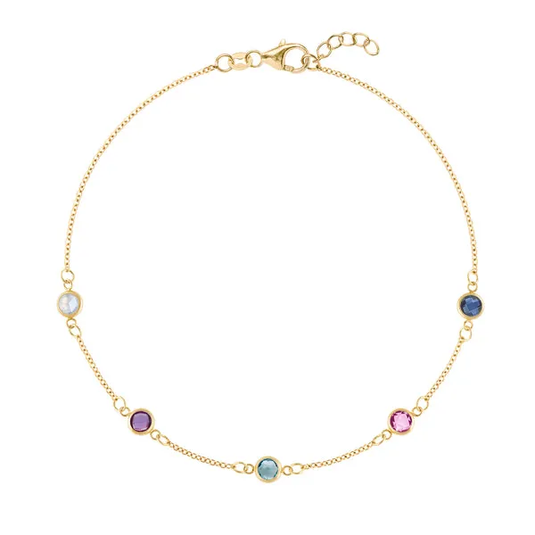 Personalized Classic 5 Birthstone Bracelet in 14k Gold sold by Haverhill