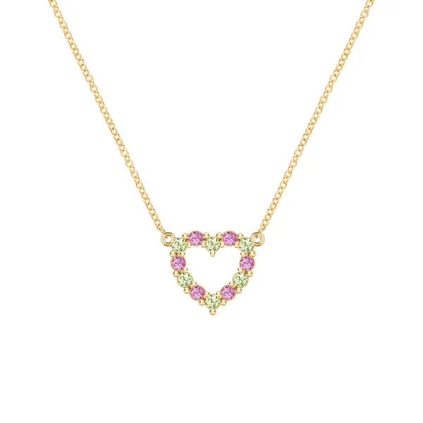 Personalized Rosecliff Small Heart Birthstone Necklace in 14k Gold sold by Haverhill