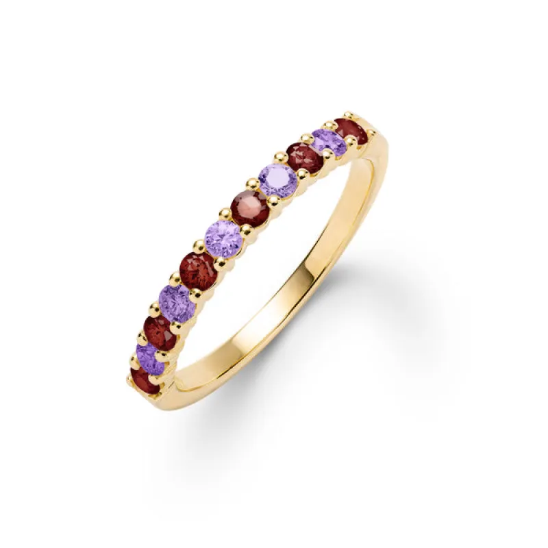 Personalized Rosecliff Birthstone Stackable Ring in 14k Gold made by Haverhill