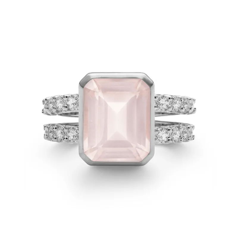 Personalized Warren Vertical Birthstone Ring with Accent Stones in 14k Gold made by Haverhill