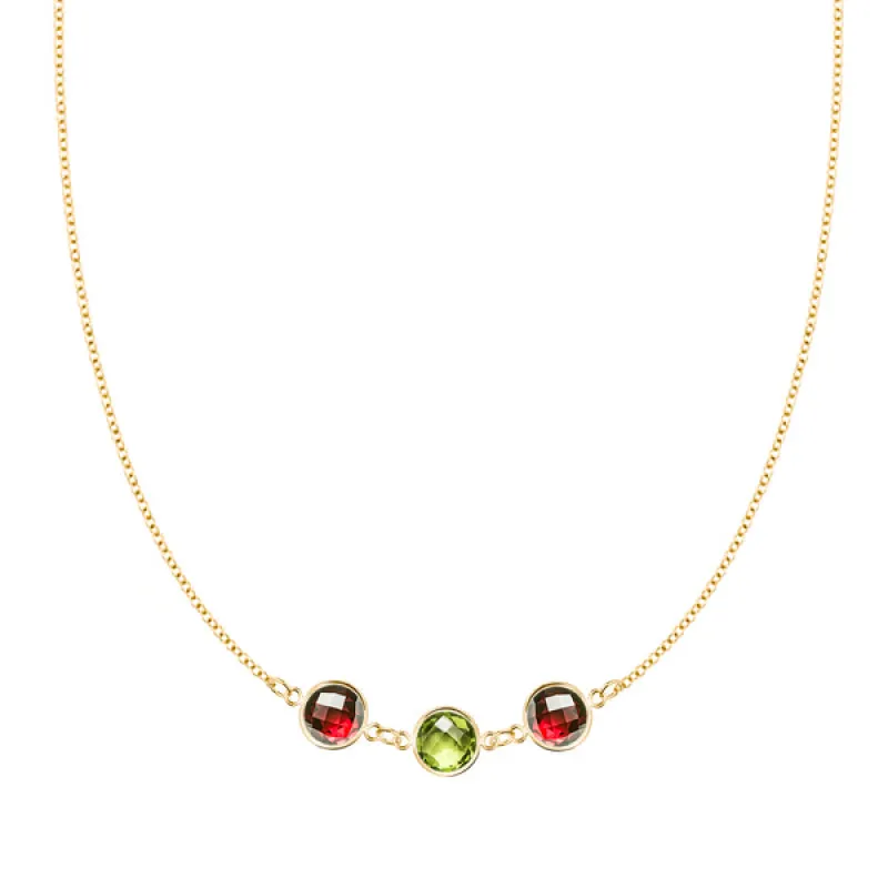 Personalized Grand 3 Connected Birthstone Necklace in 14k Gold sold by Haverhill
