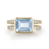 Personalized Warren Horizontal Birthstone Ring with Accent Stones in 14k Gold sold by Haverhill