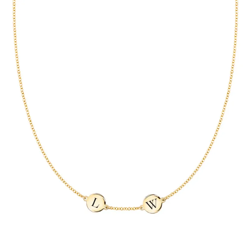 Personalized 2 Letter Necklace in 14k Gold (Single Spacing) sold by Haverhill