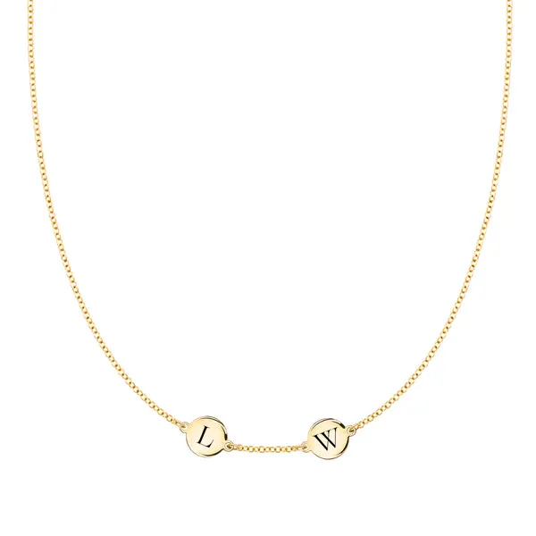 Personalized 2 Letter Necklace in 14k Gold (Single Spacing) sold by Haverhill