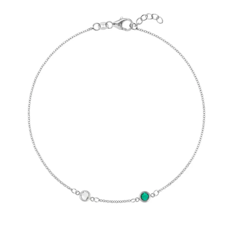 Personalized Classic 2 Birthstone Bracelet in 14k Gold sold by Haverhill