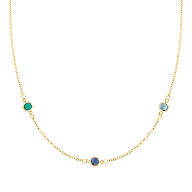Personalized Classic 3 Birthstone Necklace in 14k Gold sold by Haverhill