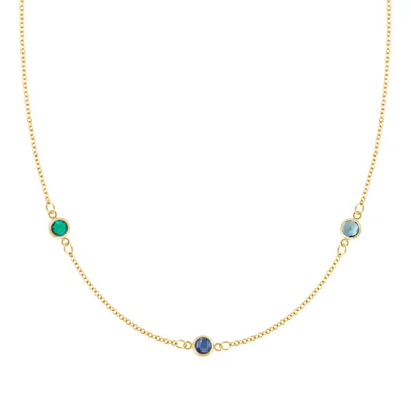 Personalized Classic 3 Birthstone Necklace in 14k Gold sold by Haverhill