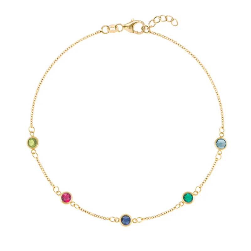 Personalized Classic 5 Birthstone Bracelet in 14k Gold sold by Haverhill