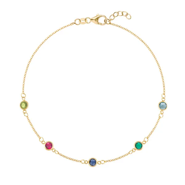 Personalized Classic 5 Birthstone Bracelet in 14k Gold sold by Haverhill