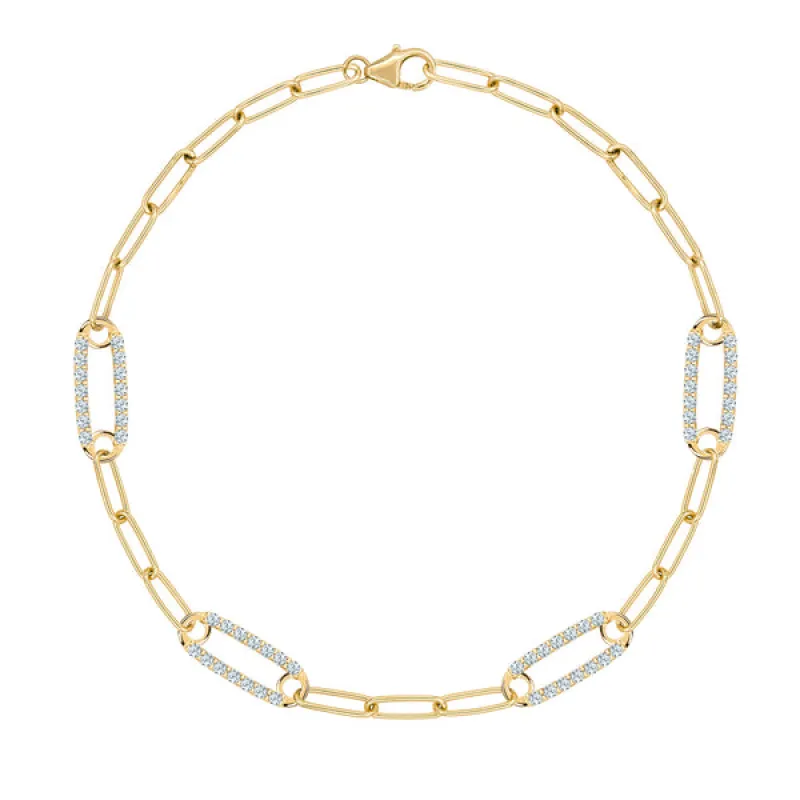 Personalized Adelaide 4 Pavé Birthstone Link Bracelet in 14k Gold sold by Haverhill