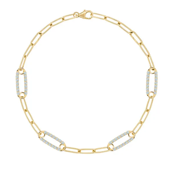 Personalized Adelaide 4 Pavé Birthstone Link Bracelet in 14k Gold sold by Haverhill