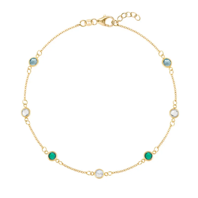 Personalized Classic 7 Birthstone Bracelet in 14k Gold sold by Haverhill