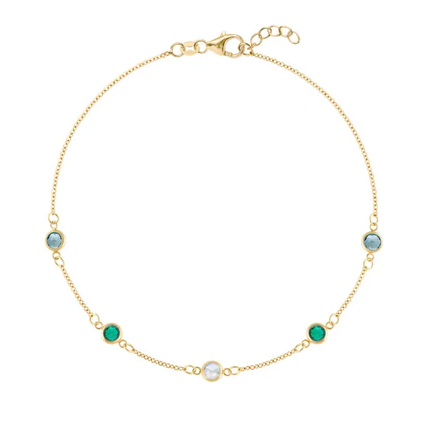 Personalized Classic 5 Birthstone Bracelet in 14k Gold sold by Haverhill