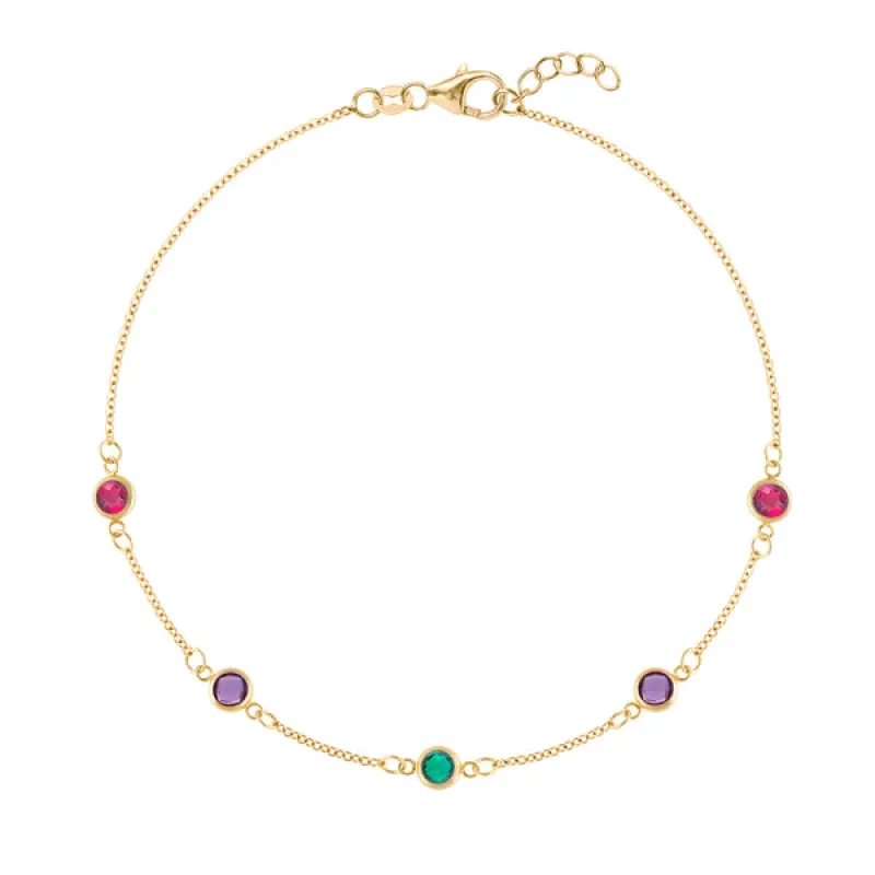 Personalized Classic 5 Birthstone Bracelet in 14k Gold sold by Haverhill