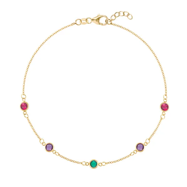 Personalized Classic 5 Birthstone Bracelet in 14k Gold sold by Haverhill