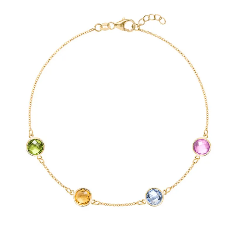 Personalized Grand 4 Birthstone Bracelet in 14k Gold sold by Haverhill