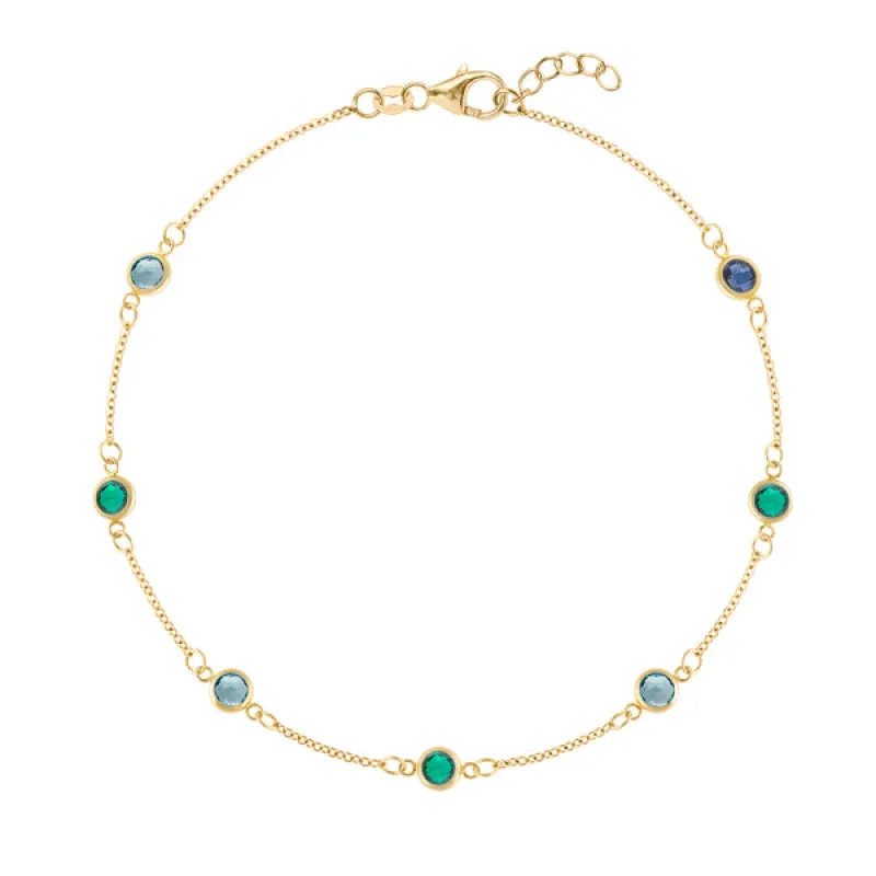 Personalized Classic 7 Birthstone Bracelet in 14k Gold sold by Haverhill