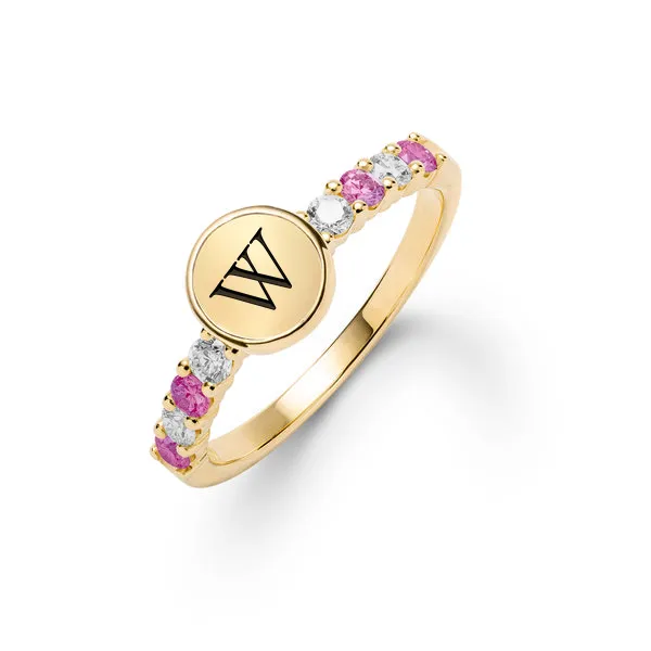 Personalized Rosecliff Letter Ring in 14k Gold sold by Haverhill