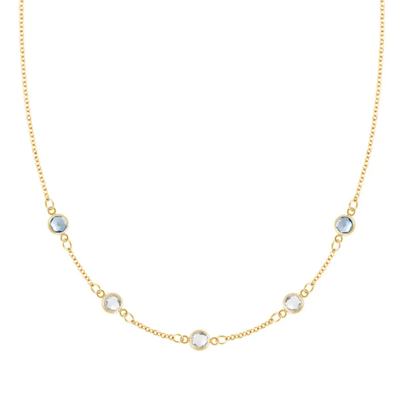 Personalized Classic 5 Birthstone Necklace in 14k Gold sold by Haverhill