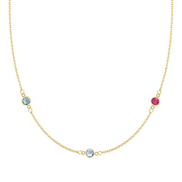Personalized Classic 3 Birthstone Necklace in 14k Gold sold by Haverhill